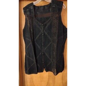 Unmarked IDI by Mathew Suede Crochet vest XL As Is Boho Hippie 60s Vibe